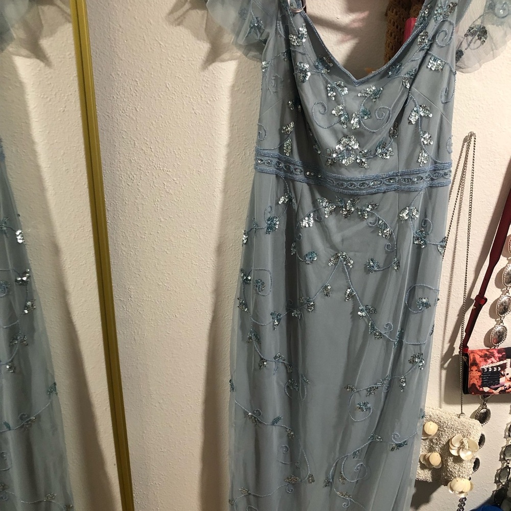 Papell Boutique Light Blue Embroidered Midi Dress - Picture 6 of 7